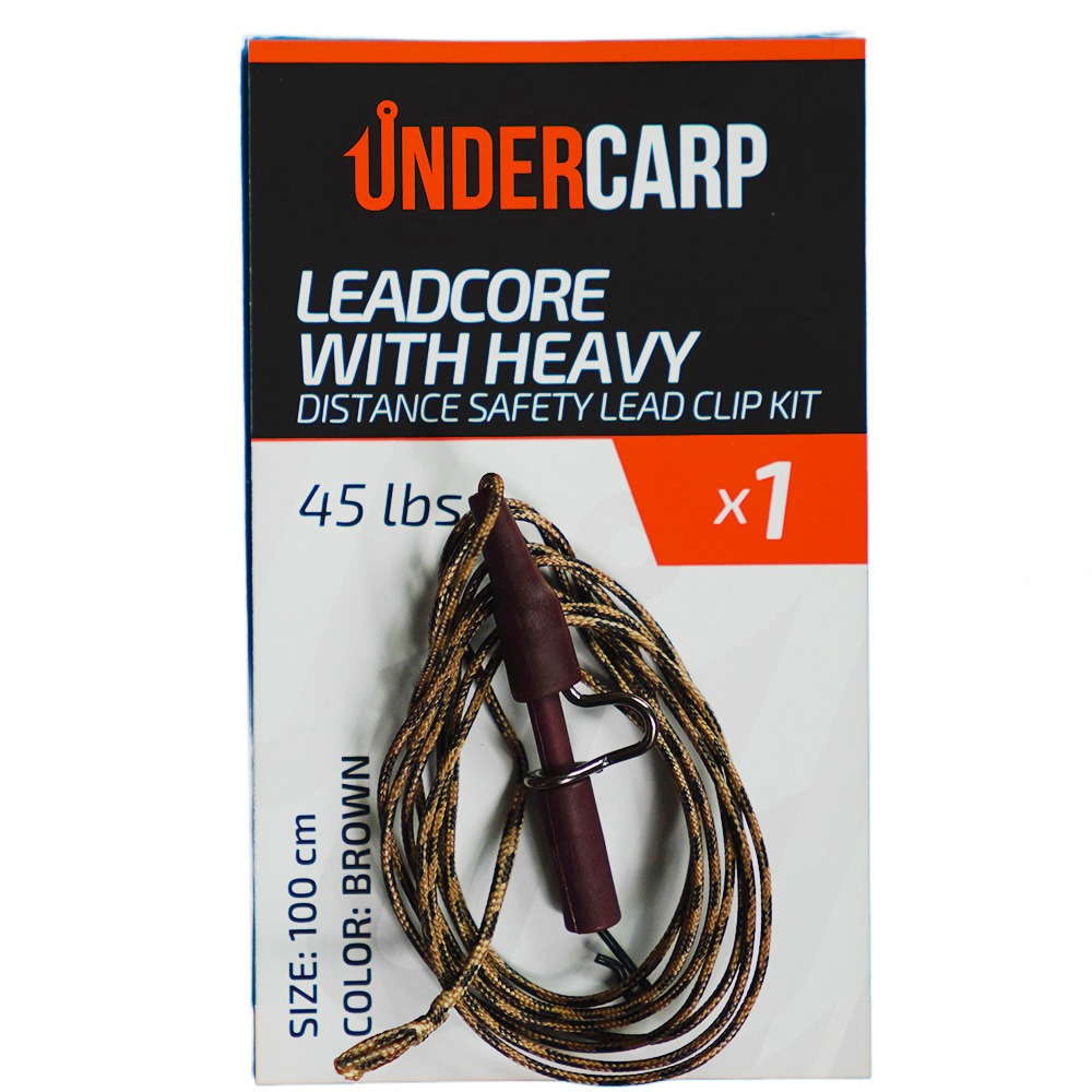 Leadcore with heavy distance safety lead clip kit 45 lbs / 100 cm brown