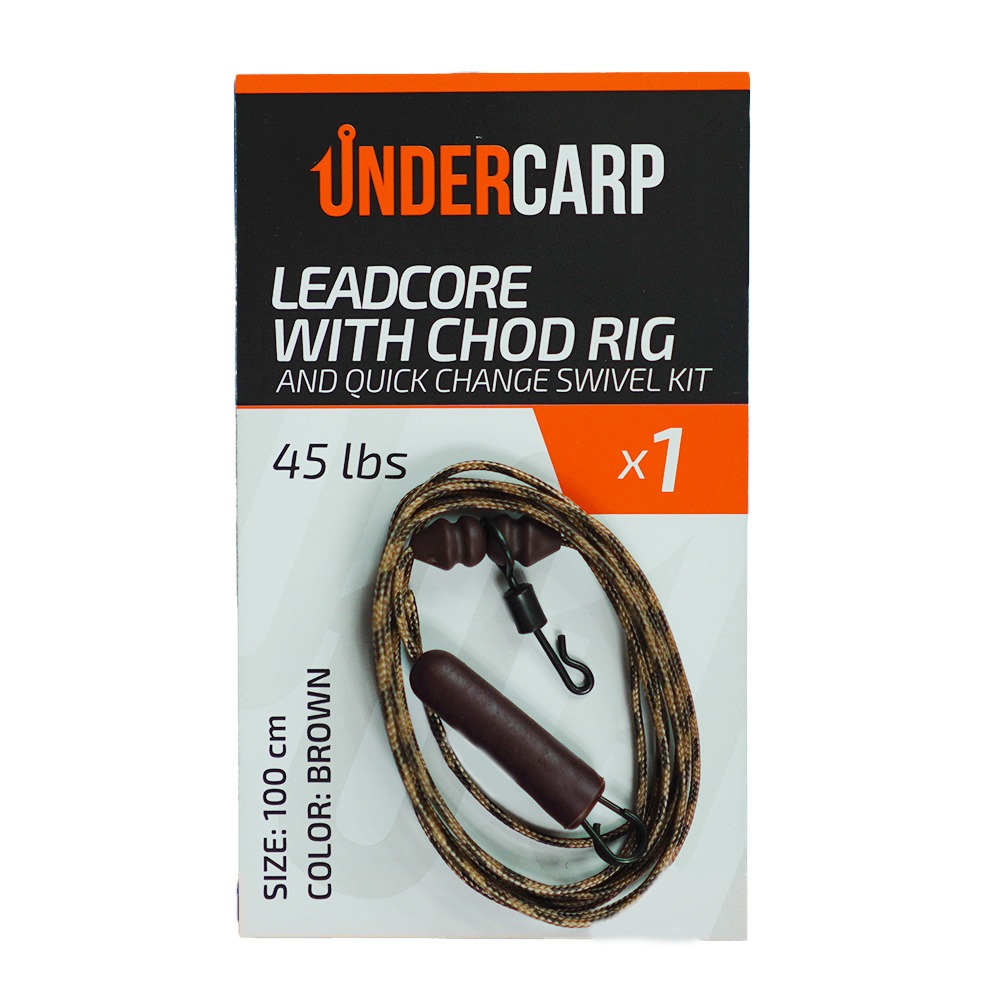 Leadcore with Chod Rig and Quick Change Swivel kit 45 lbs / 100 cm brown